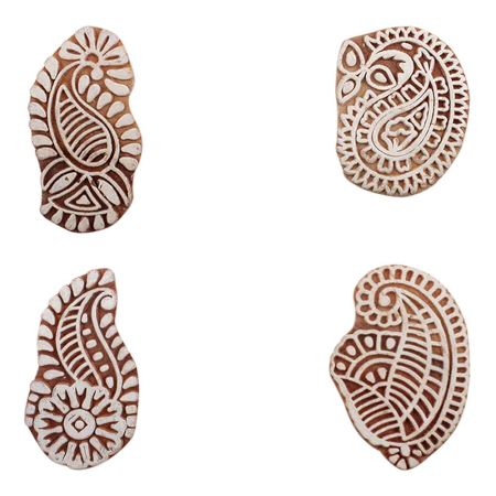 Set of 4 Piece New Mix Wooden Printing Block